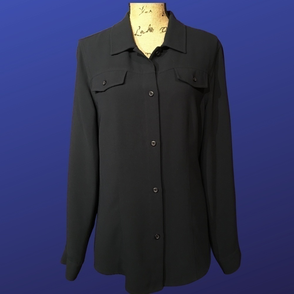 NEW YORK & COMPANY Pre-owned 100% Polyester Shirt/Jacket, NAVY BLUE*, Size Large